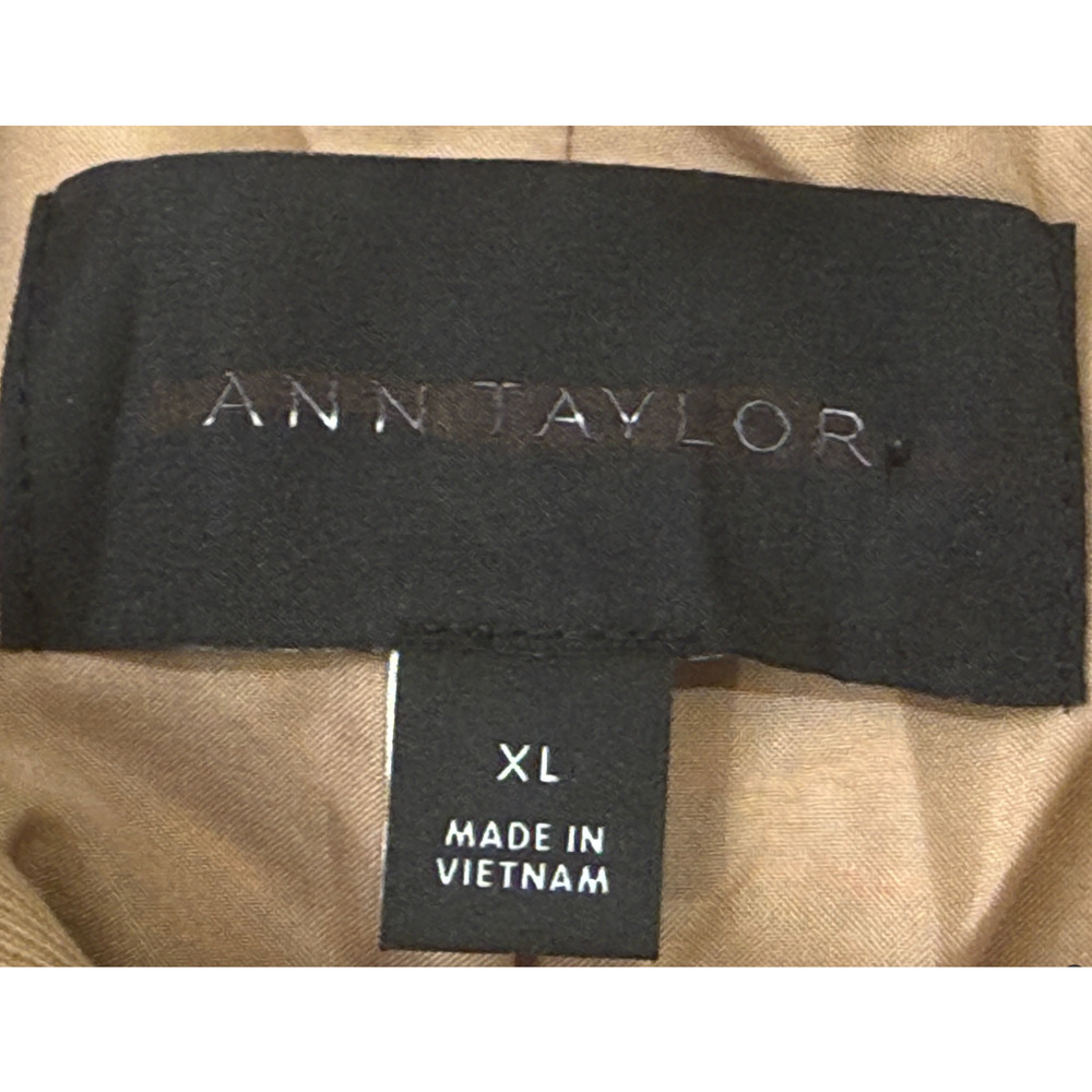 NEW ANN TAYLOR CAFE AU LAIT TWILL RAGLAN TRENCH COAT JACKET SIZE XL - Picture 6 of 8